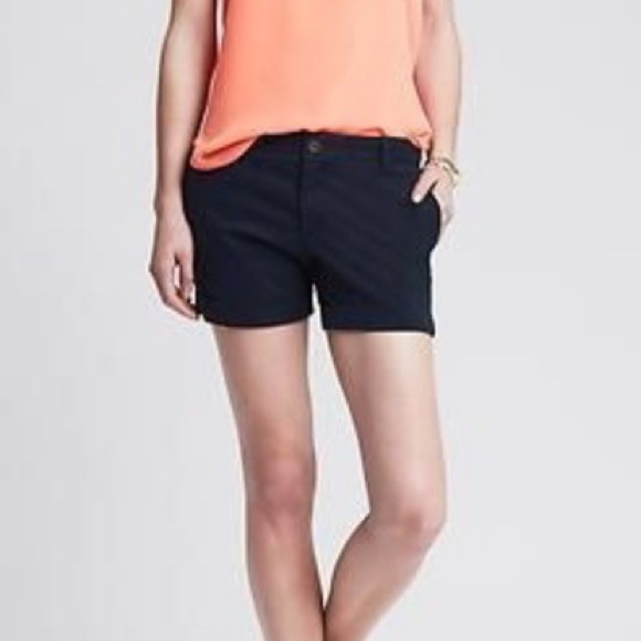 Navy Blue Banana Republic Cuffed Chino 